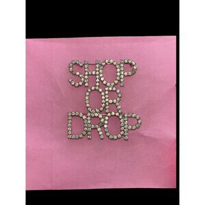 Rare Vintage Signed Bauer Rhine Stone Silver Tone Shop or Drop Fashion Pin